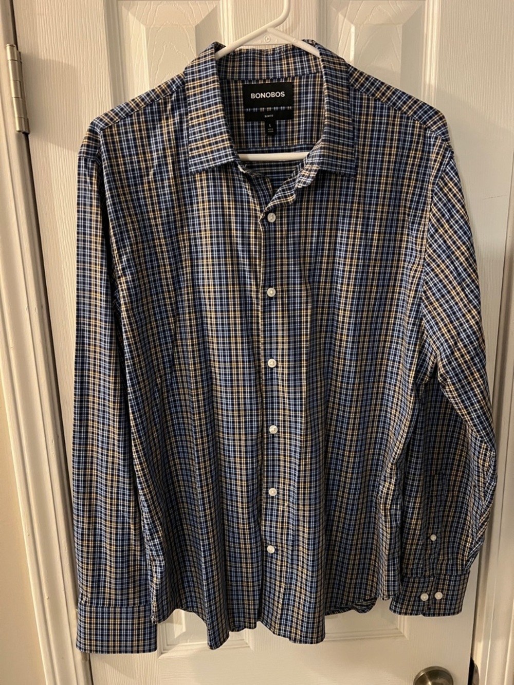Bonobos Blue and White Plaid Button-Down Shirt
